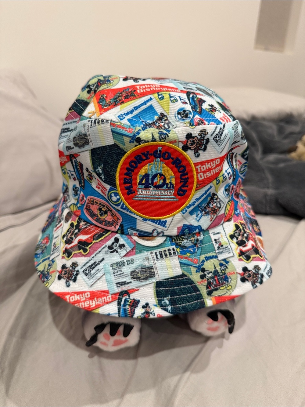 Tokyo Disneyland Multi-Color Adult Bucket Hat with Mickey Badge